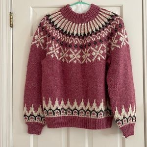 Wanderings 100% wool hand knit ski sweater